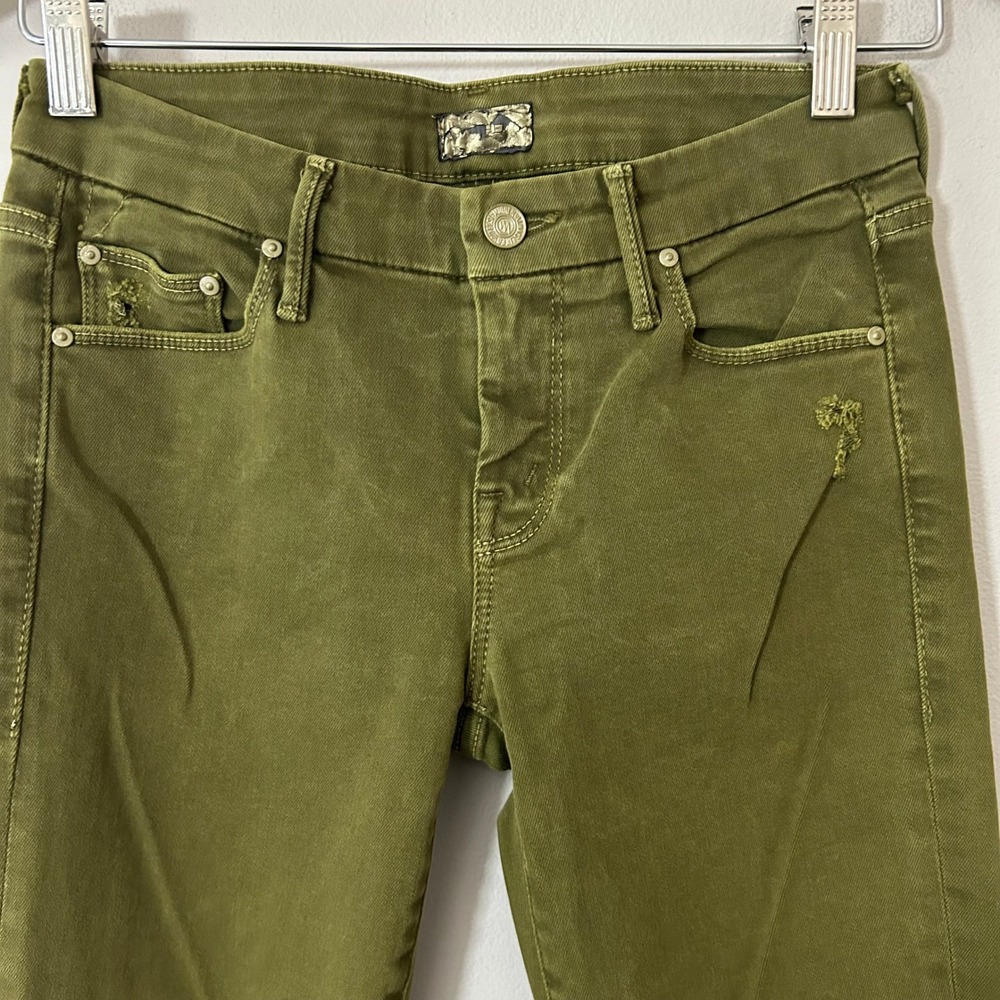 Mother The Looker Jeans Womens 25 Kale Green Skinny Ankle Zip Fray USA